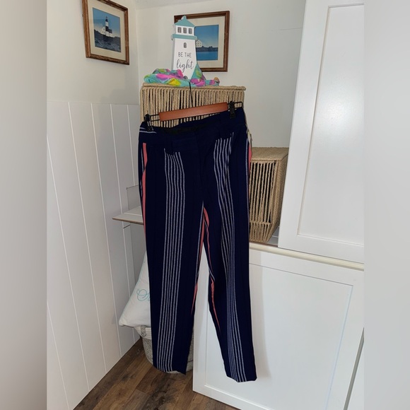 Express Women’s Blue with White & Orange Stripes‎ Tapered Dress Pants Size 2S - Picture 1 of 7